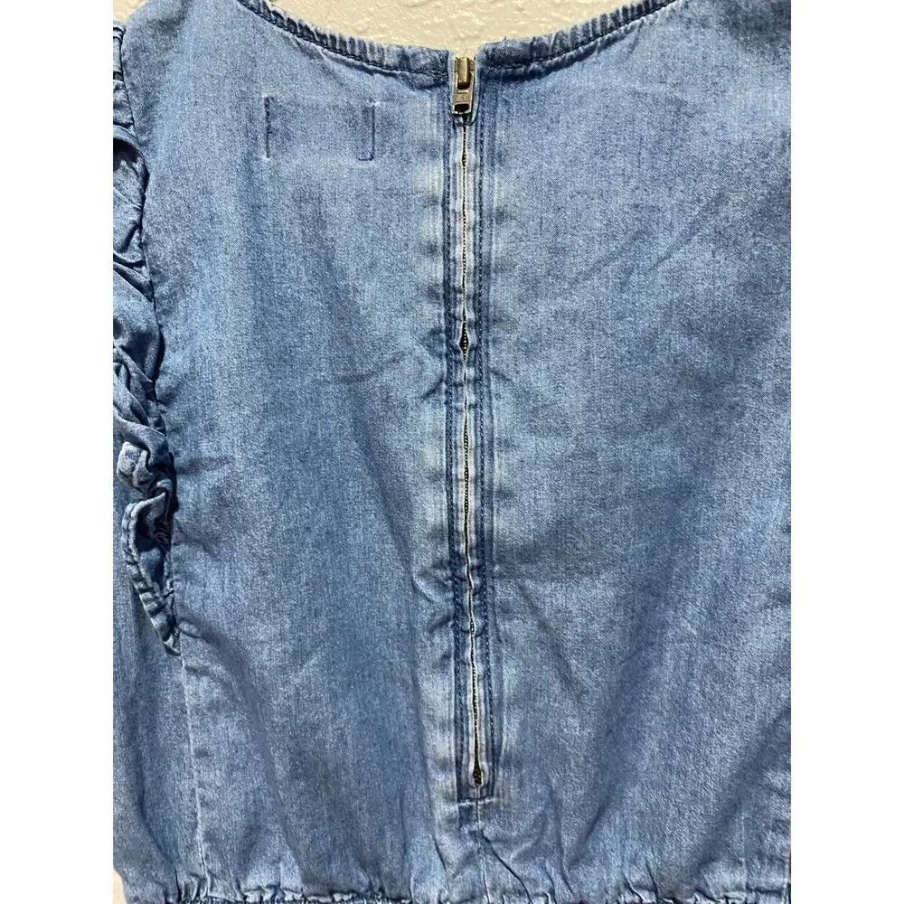 Old Navy Girls Blue Ruffle Sleeve Romper Size Large (10-12yrs)